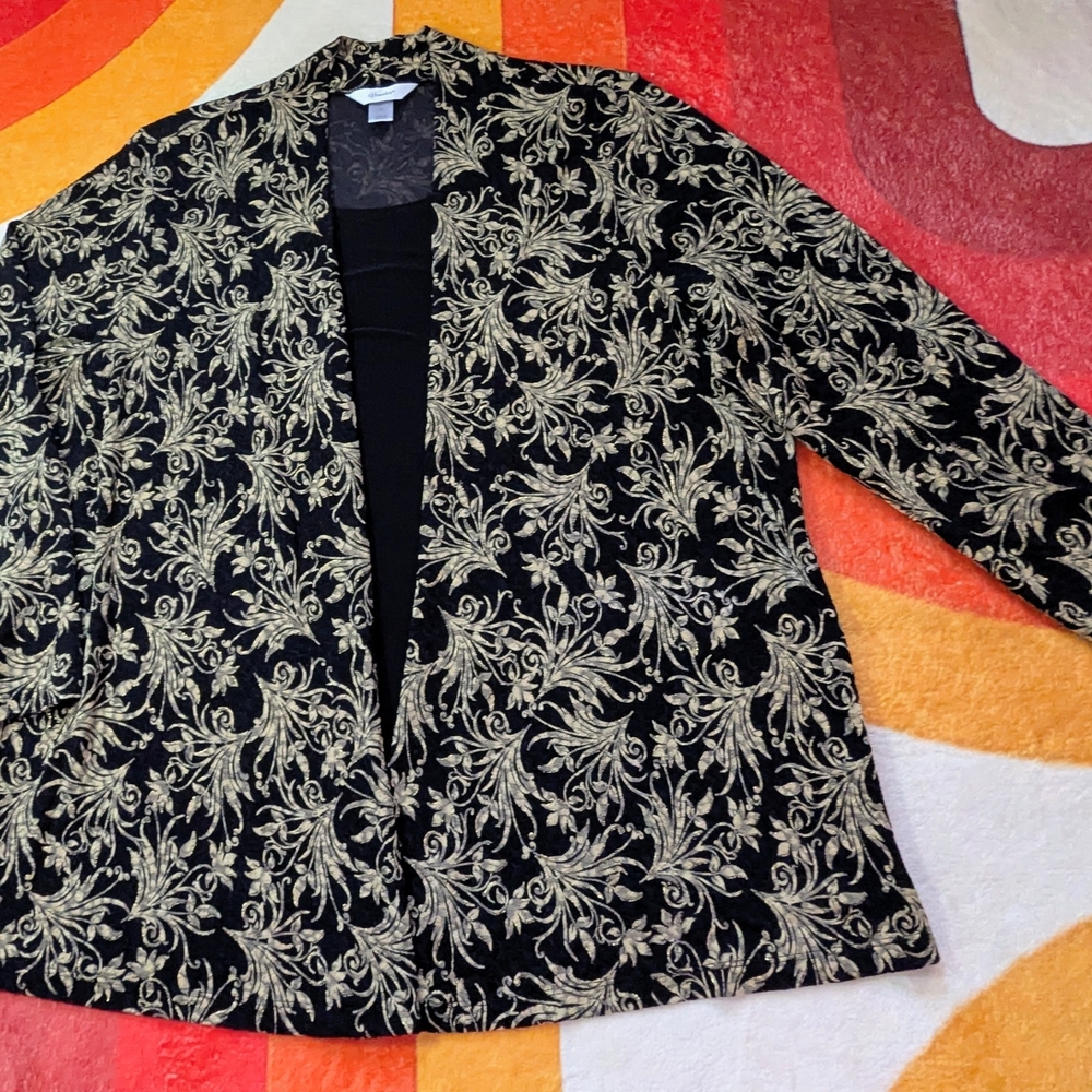 Elegant CJ Banks Black & Gold Women's Jacket w/ Attached Faux Tank Top 1X Formal